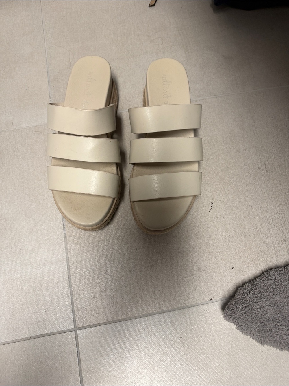 Altar'd State Triple-Strap Slide Sandals in Cream